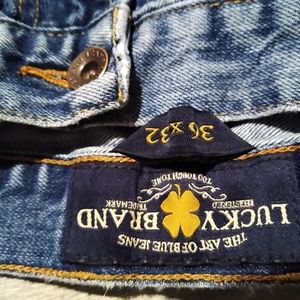36 w 32 l lucky relaxed straight fit faded jeans